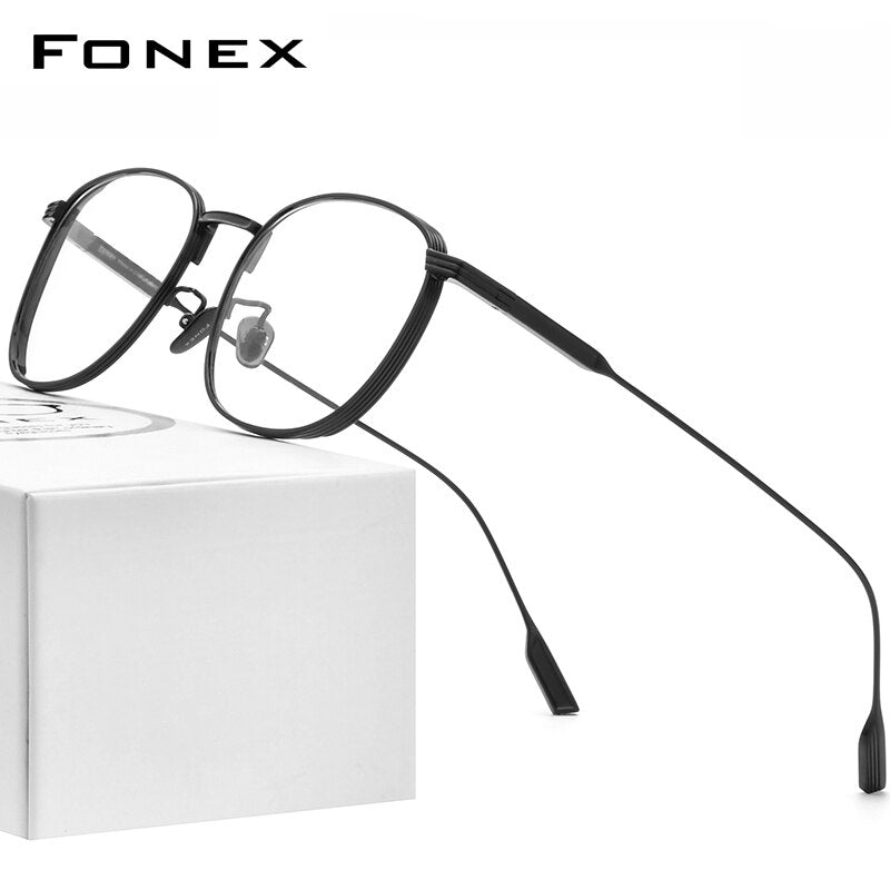 FONEX Pure Titanium Glasses Frame Women Vintage Round Myopia Optical Prescription Eyeglass Frame Men 2022  Titan Eyewear 8517