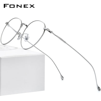 Pure Titanium Glasses Men Vintage Round Eyewear Myopia Optical Prescription Brand Designer Eyeglasses Frame Women