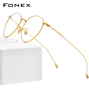 FONEX Pure Titanium Glasses Men Vintage Round Eyewear Myopia Optical Prescription Brand Designer Eyeglasses Frame Women 8508
