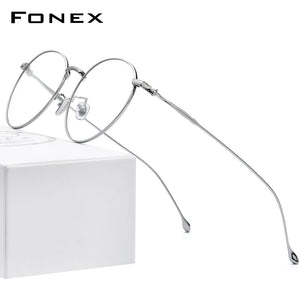 FONEX Pure Titanium Glasses Men Vintage Round Eyewear Myopia Optical Prescription Brand Designer Eyeglasses Frame Women 8508