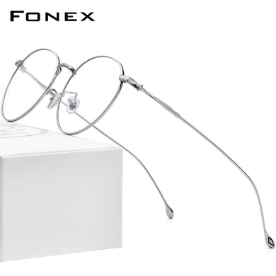 FONEX Pure Titanium Glasses Men Vintage Round Eyewear Myopia Optical Prescription Brand Designer Eyeglasses Frame Women 8508