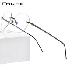Load image into Gallery viewer, FONEX Pure Titanium Glasses Women 2023 Men Rimless Prescription Round Eyeglasses Frames Myopia Optical Eyewear 8563