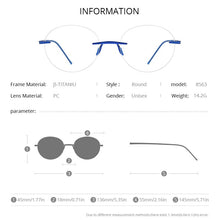 Load image into Gallery viewer, FONEX Pure Titanium Glasses Women 2023 Men Rimless Prescription Round Eyeglasses Frames Myopia Optical Eyewear 8563