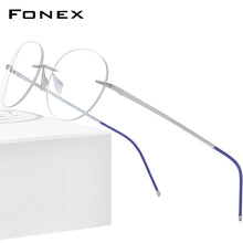 Load image into Gallery viewer, FONEX Pure Titanium Glasses Women 2023 Men Rimless Prescription Round Eyeglasses Frames Myopia Optical Eyewear 8563