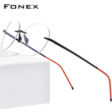 Load image into Gallery viewer, FONEX Pure Titanium Glasses Women 2023 Men Rimless Prescription Round Eyeglasses Frames Myopia Optical Eyewear 8563