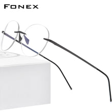 Load image into Gallery viewer, FONEX Pure Titanium Glasses Women 2023 Men Rimless Prescription Round Eyeglasses Frames Myopia Optical Eyewear 8563
