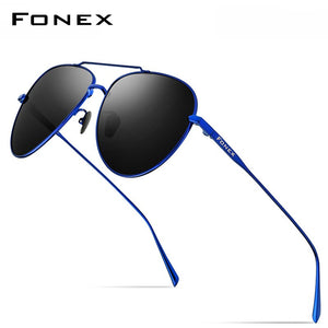 FONEX Pure Titanium Polarized Sunglasses Men Aviation Sun Glasses for Men Driving Outdoor Aviador UV400 Shades 8507