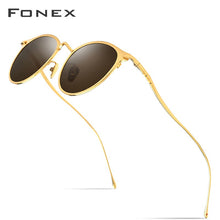 Load image into Gallery viewer, FONEX Pure Titanium Sunglasses Men  Round Polarized Sun Glasses for Women 2023 Mirrored UV400 Korea Eyewear 8509