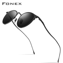 Load image into Gallery viewer, FONEX Pure Titanium Sunglasses Men  Round Polarized Sun Glasses for Women 2023 Mirrored UV400 Korea Eyewear 8509