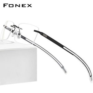 FONEX Rimless Eyeglasses Frame Men 2023 Prescription Square Glasses Frameless Silicone Screwless Myopia Optical Eyewear F1003