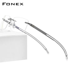 Load image into Gallery viewer, FONEX Rimless Eyeglasses Frame Men 2023 Prescription Square Glasses Frameless Silicone Screwless Myopia Optical Eyewear F1003