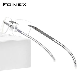 FONEX Rimless Eyeglasses Frame Men 2023 Prescription Square Glasses Frameless Silicone Screwless Myopia Optical Eyewear F1003