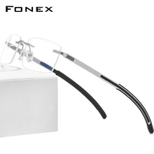 Load image into Gallery viewer, FONEX Rimless Eyeglasses Frame Men 2023 Prescription Square Glasses Frameless Silicone Screwless Myopia Optical Eyewear F1003