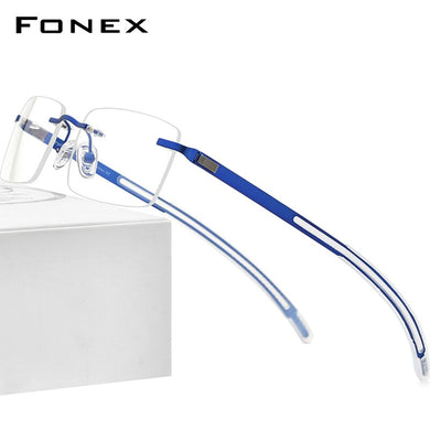 FONEX Rimless Glasses Men 2023 Prescription Square Eyeglasses Frame Frameless Silicone Screwless Myopia Optical Eyewear F1003