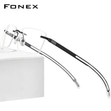 Load image into Gallery viewer, FONEX Rimless Glasses Men 2023 Prescription Square Eyeglasses Frame Frameless Silicone Screwless Myopia Optical Eyewear F1003