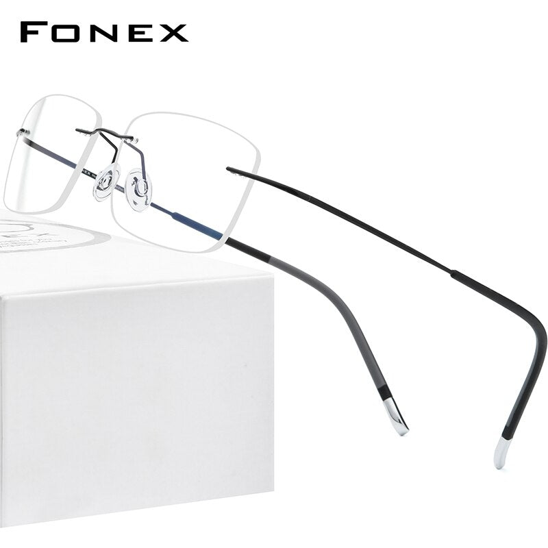 FONEX Rimless Titanium Glasses Men 2023 Frameless Prescription Eyeglasses Frame Women Myopia Optical Eyewear 9203