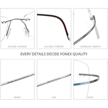 Load image into Gallery viewer, FONEX Rimless Titanium Glasses Men 2023 Frameless Prescription Eyeglasses Frame Women Myopia Optical Eyewear 9203
