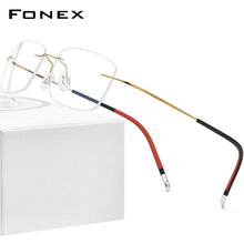Load image into Gallery viewer, FONEX Rimless Titanium Glasses Men 2023 Frameless Prescription Eyeglasses Frame Women Myopia Optical Eyewear 9203