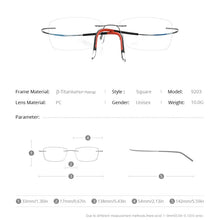 Load image into Gallery viewer, FONEX Rimless Titanium Glasses Men 2023 Frameless Prescription Eyeglasses Frame Women Myopia Optical Eyewear 9203