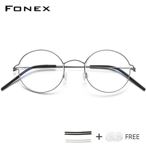 Screwless Eyewear Prescription Eyeglasses Frame Women Round Myopia Optical Denmark Korean Glasses Frame Men Titanium 98607