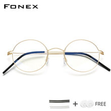 Load image into Gallery viewer, Screwless Eyewear Prescription Eyeglasses Frame Women Round Myopia Optical Denmark Korean Glasses Frame Men Titanium 98607