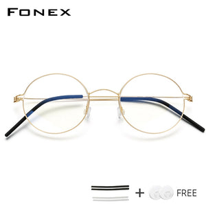 Screwless Eyewear Prescription Eyeglasses Frame Women Round Myopia Optical Denmark Korean Glasses Frame Men Titanium 98607