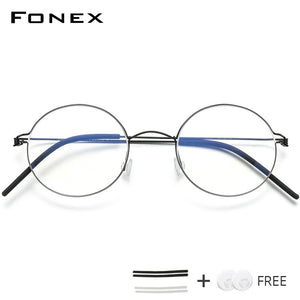 Screwless Eyewear Prescription Eyeglasses Frame Women Round Myopia Optical Denmark Korean Glasses Frame Men Titanium 98607