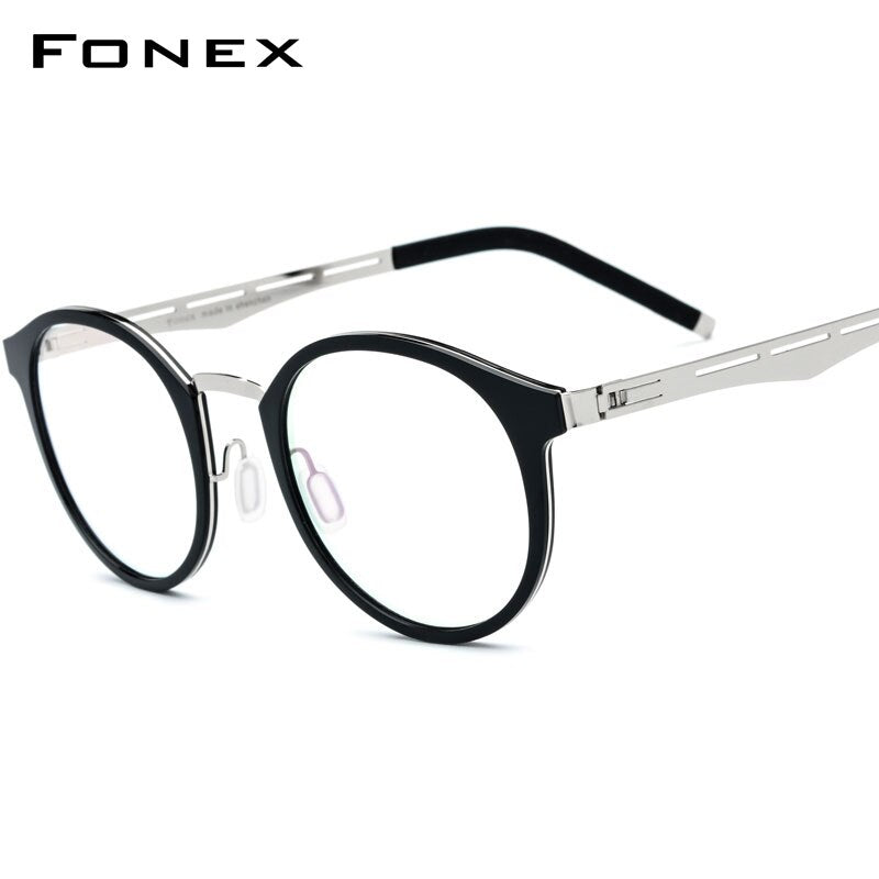 FONEX TR90 Glasses Frame Men Women Vintage Round Prescription Eyeglasses Myopia Optical Frame Spectacles Retro Screwless Eyewear