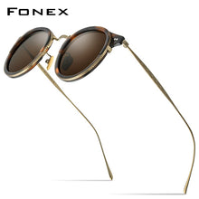 Load image into Gallery viewer, FONEX Titanium Acetate Polarized Sunglasses Men 2023 Retro Vintage Round UV400 Sun Glasses for Women Korean Shades 850