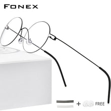Load image into Gallery viewer, FONEX Titanium Alloy Eyeglasses Frame Men Vintage Round Glasses Women Optical Korean Prescription Screwless Eyewear 98607