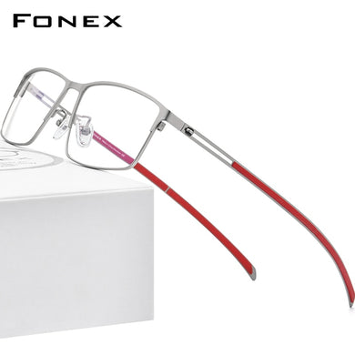 FONEX Titanium Alloy Glasses Frame Men 2023 Square Prescription Eyeglasses Myopia Optical Frames Korean Screwless Eyewear F1010