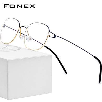 FONEX Titanium Alloy Glasses Frame Men Prescription Eyeglasses Korean Denmark Women Myopia Optical Frame Screwless Eyewear 98618