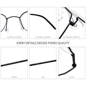 FONEX Titanium Alloy Glasses Frame Men Prescription Eyeglasses Korean Denmark Women Myopia Optical Frame Screwless Eyewear 98618