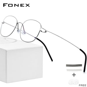 FONEX Titanium Alloy Glasses Frame Men Prescription Eyeglasses Korean Denmark Women Myopia Optical Frame Screwless Eyewear 98618