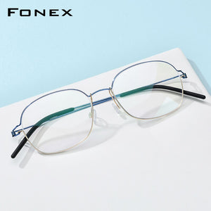 FONEX Titanium Alloy Glasses Frame Men Prescription Eyeglasses Korean Denmark Women Myopia Optical Frame Screwless Eyewear 98618