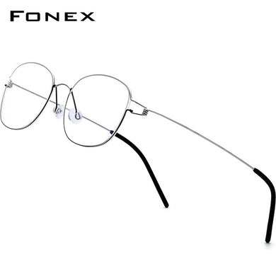 FONEX Titanium Alloy Glasses Frame Men Prescription Eyeglasses Korean Women Myopia Optical Frame Screwless Eyewear 98618