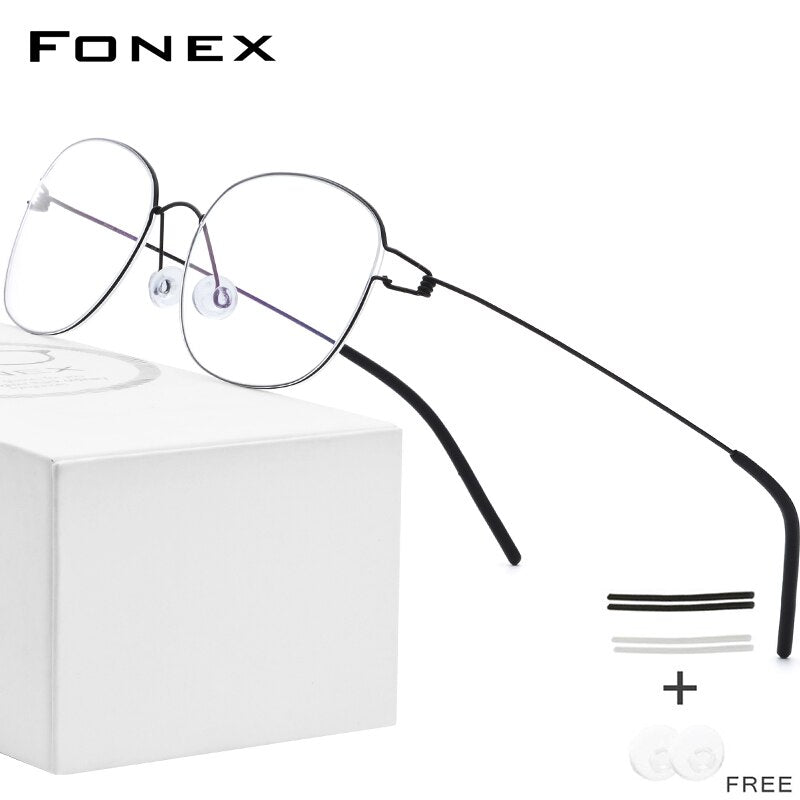 FONEX Titanium Alloy Glasses Frame Men Prescription Eyeglasses Korean Women Myopia Optical Frame Screwless Eyewear 98618