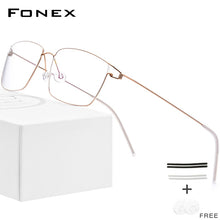 Carica l&#39;immagine nel visualizzatore di Gallery, FONEX Titanium Alloy Glasses Frame Men Prescription Eyeglasses Women Myopia Optical Korean Morten Screwless Eyewear 98624