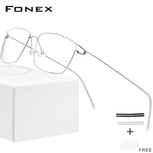 FONEX Titanium Alloy Glasses Frame Men Prescription Eyeglasses Women Myopia Optical Korean Morten Screwless Eyewear 98624