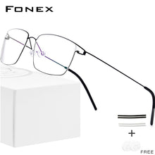 Carica l&#39;immagine nel visualizzatore di Gallery, FONEX Titanium Alloy Glasses Frame Men Prescription Eyeglasses Women Myopia Optical Korean Morten Screwless Eyewear 98624