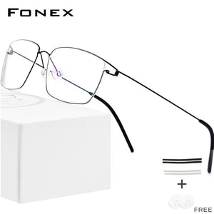 FONEX Titanium Alloy Glasses Frame Men Prescription Eyeglasses Women Myopia Optical Korean Morten Screwless Eyewear 98624