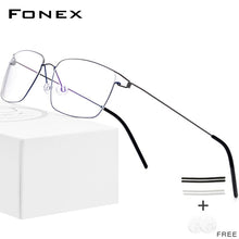 Carica l&#39;immagine nel visualizzatore di Gallery, FONEX Titanium Alloy Glasses Frame Men Prescription Eyeglasses Women Myopia Optical Korean Morten Screwless Eyewear 98624