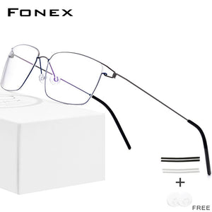 FONEX Titanium Alloy Glasses Frame Men Prescription Eyeglasses Women Myopia Optical Korean Morten Screwless Eyewear 98624