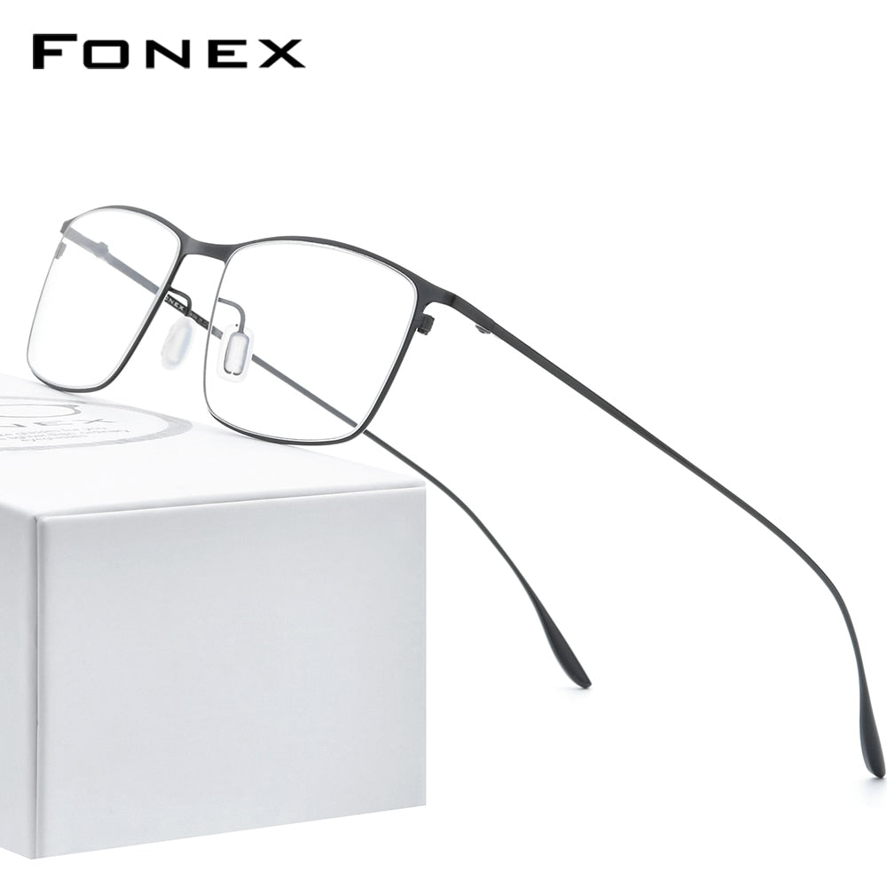 FONEX Titanium Alloy Glasses Frame Men Square Myopia Prescription Eyeglasses Frames 2022  Full Optical Korean Eyewear 8105