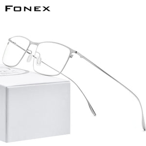 FONEX Titanium Alloy Glasses Frame Men Square Myopia Prescription Eyeglasses Frames 2022  Full Optical Korean Eyewear 8105