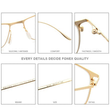 Load image into Gallery viewer, FONEX Titanium Alloy Glasses Frame Men Square Myopia Prescription Eyeglasses Frames 2022  Full Optical Korean Eyewear 8105