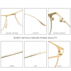 FONEX Titanium Alloy Glasses Frame Men Square Myopia Prescription Eyeglasses Frames 2022  Full Optical Korean Eyewear 8105