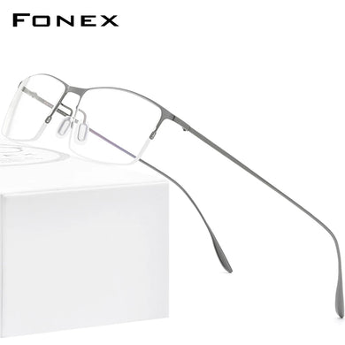 FONEX Titanium Alloy Glasses Frame Men Square Myopia Prescription Eyeglasses Frames Half Rim Optical Male Korean Eyewear 8101