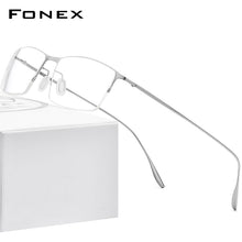 Carica l&#39;immagine nel visualizzatore di Gallery, FONEX Titanium Alloy Glasses Frame Men Square Myopia Prescription Eyeglasses Frames Half Rim Optical Male Korean Eyewear 8101