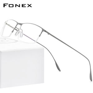 FONEX Titanium Alloy Glasses Frame Men Square Myopia Prescription Eyeglasses Frames Half Rim Optical Male Korean Eyewear 8101